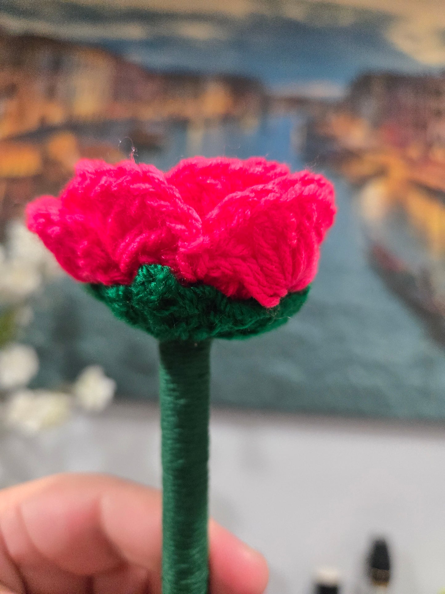 Hand crochet Rose pen