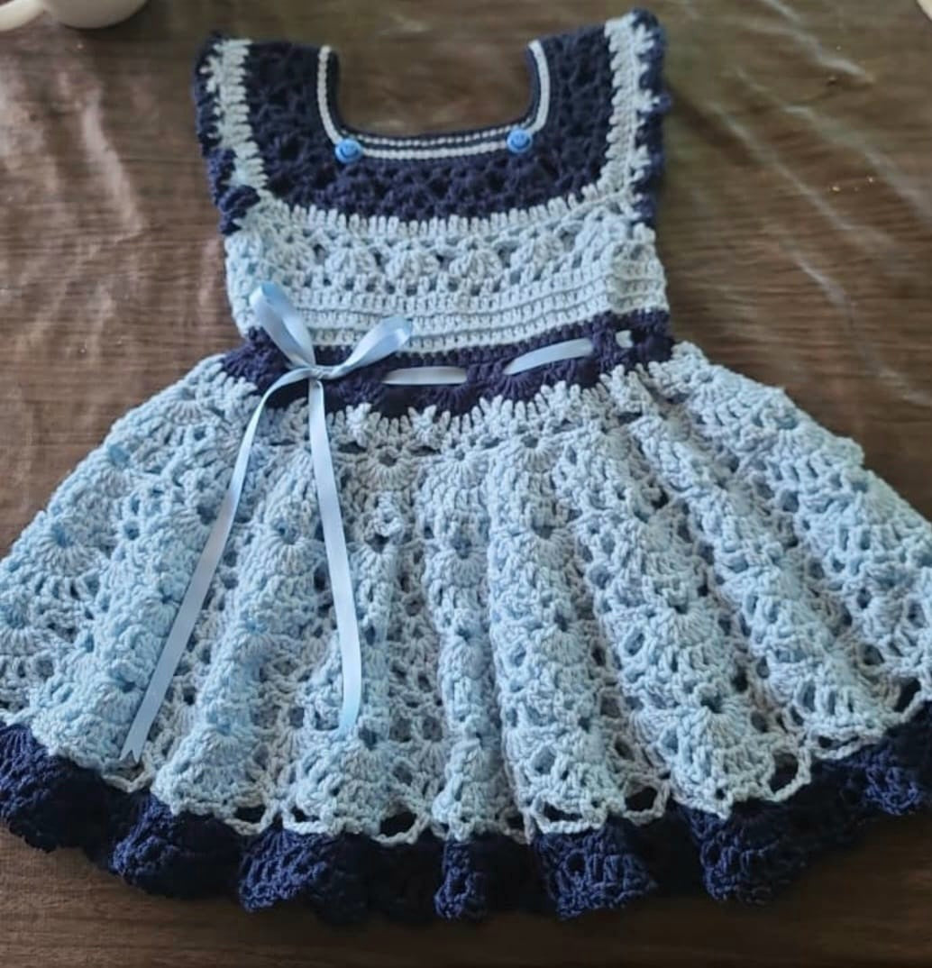 Blue crochet dress 12-24mo