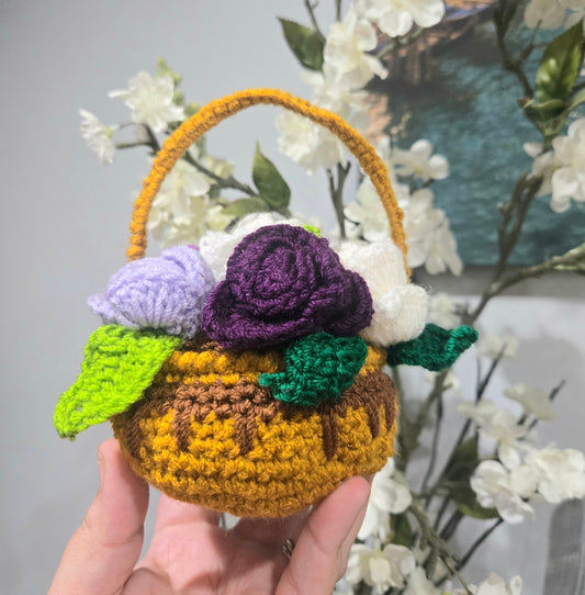 Mini Floral Crochet Basket