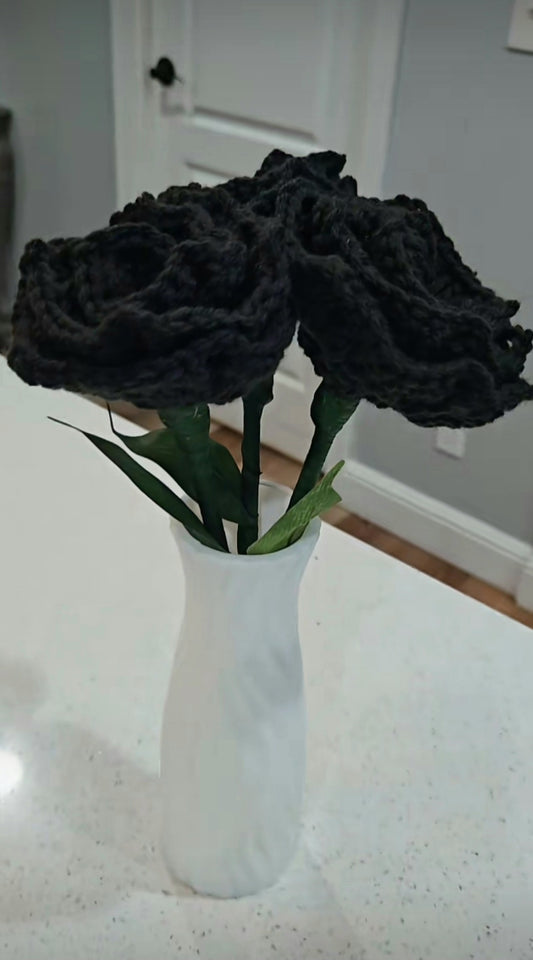 Black Flowers W/ Vase