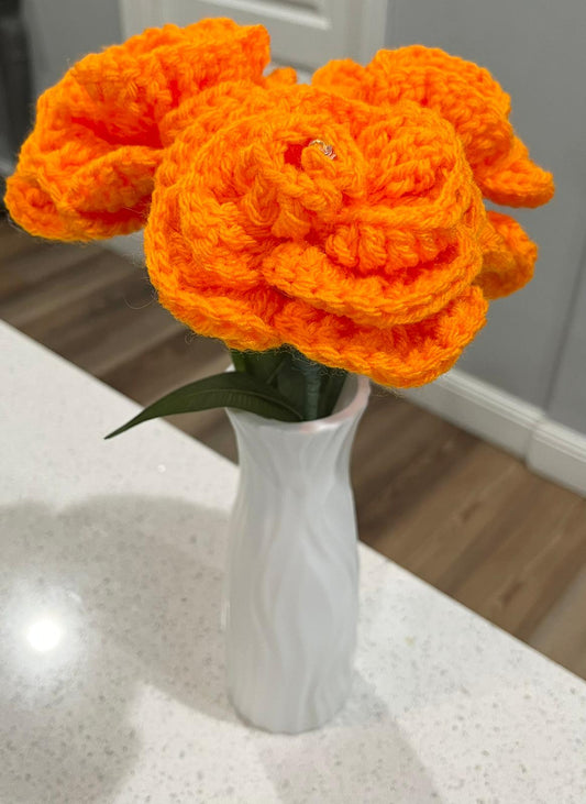 Orange Roses W/Vase