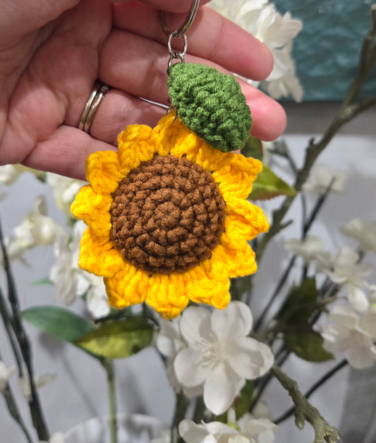 Crochet Sunflower Keychain
